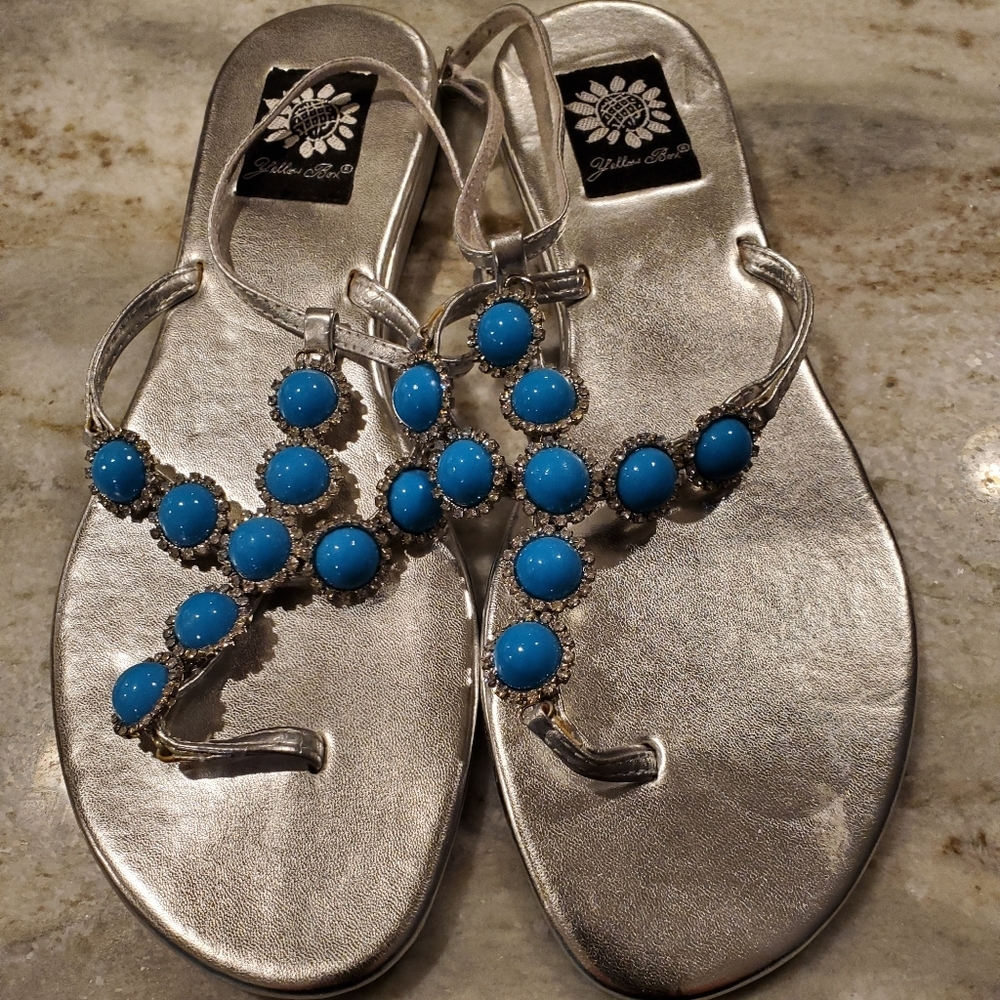 Yellow Box Thong toe and ankle strap Sandals